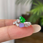 18k金钻镶冰种多彩葫芦戒指     天然缅甸A货翡翠（yc421299）
