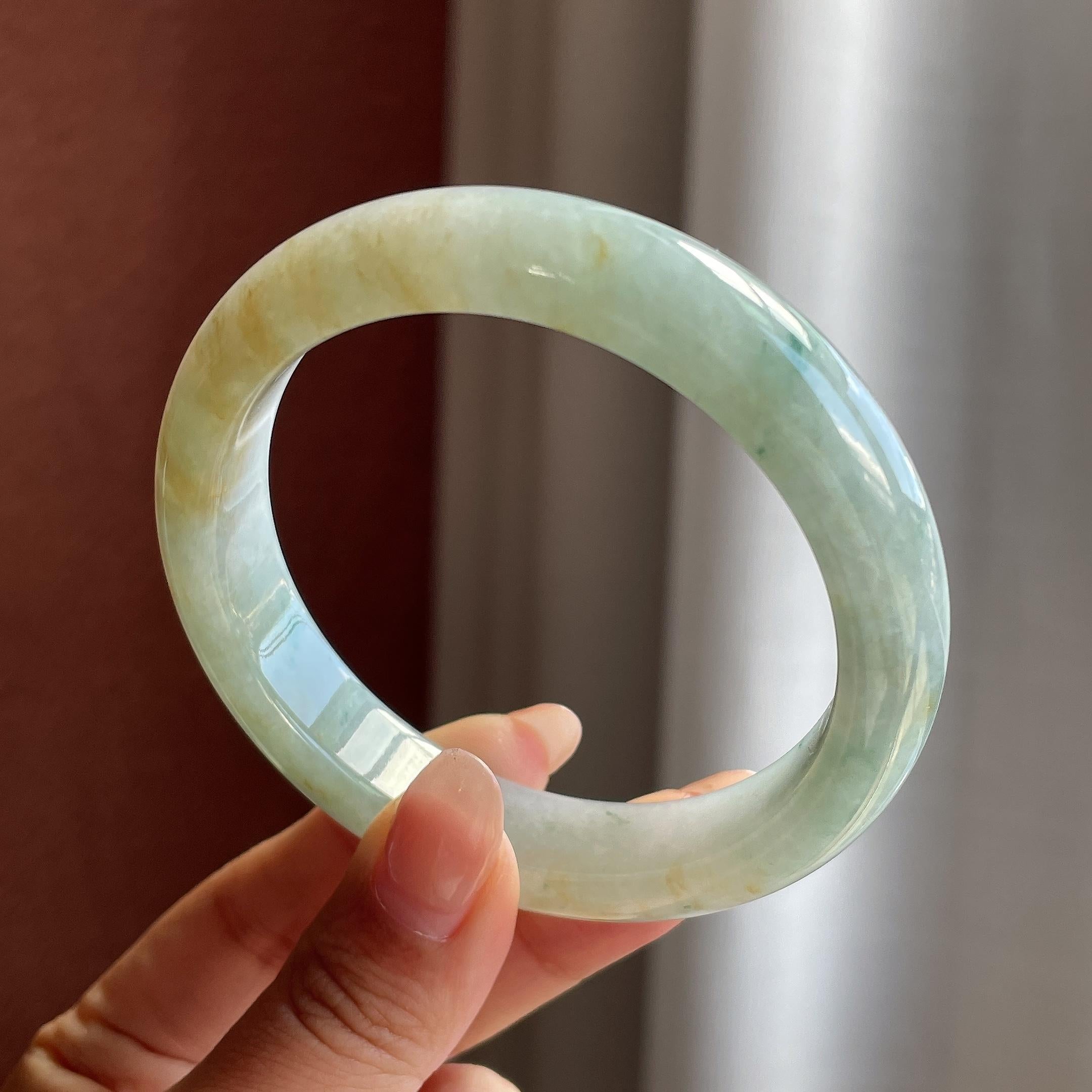 糯冰飘花特色正圈平安镯 56圈 天然缅甸A货翡翠（yc698761）