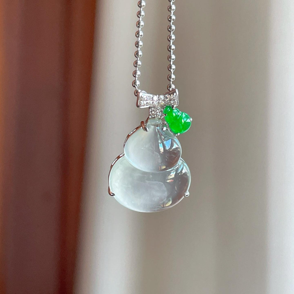 18k金镶冰种无色翡翠葫芦（yc247144）