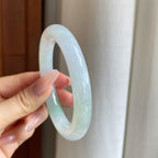 冰种飘花翡翠圆条手镯（57.8mm）（yc278684）