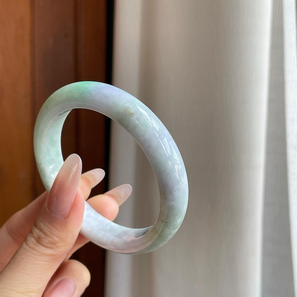 细糯冰飘花翡翠平安镯（54mm）（yc282590）