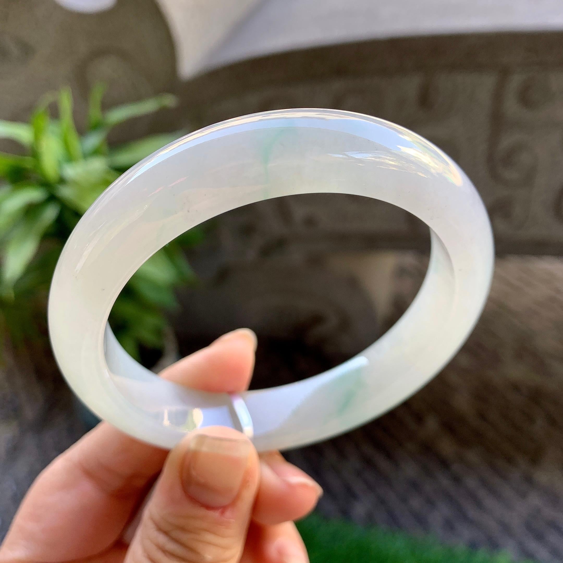 糯冰种飘花平安镯（59.8mm）（yc307332）