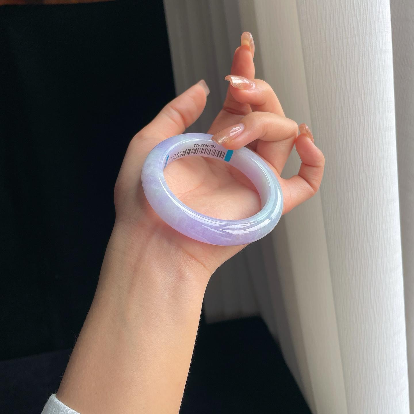 糯冰紫罗兰翡翠平安镯（54mm）（yc374240）