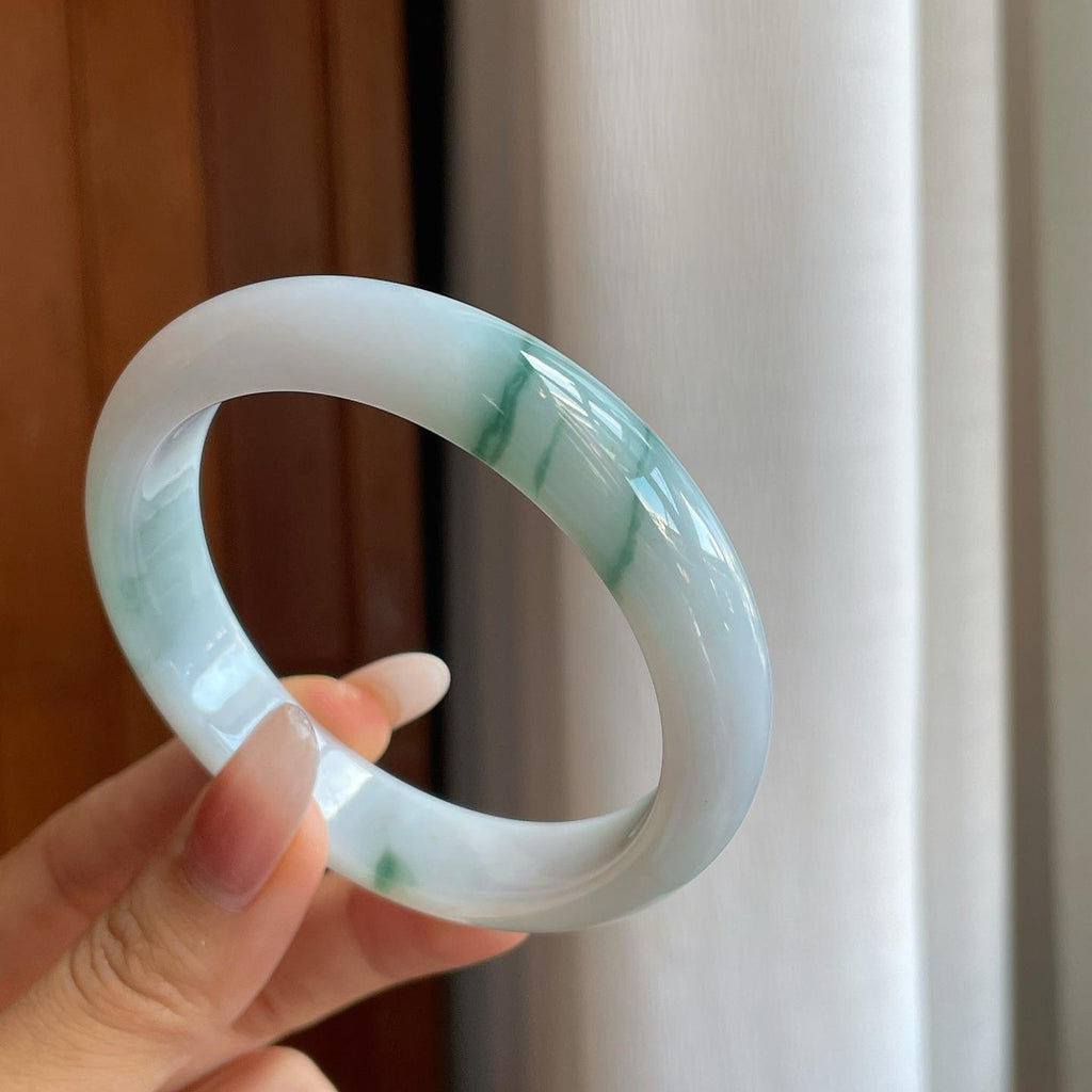 糯冰飘花翡翠平安镯（60mm）（yc267498）