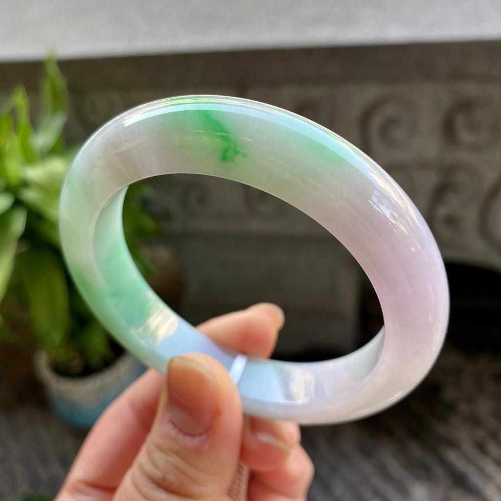 细糯种白底青平安镯（55.8mm）（yc311011）