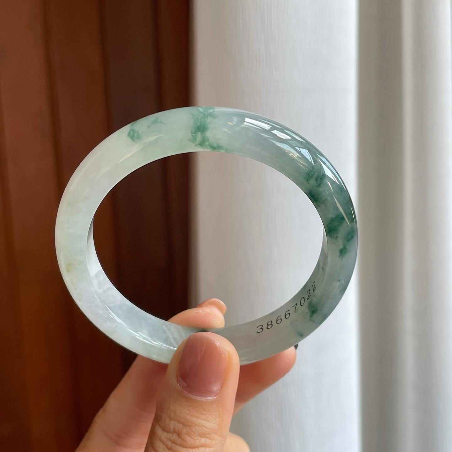 糯冰飘花翡翠平安镯（57.5mm）（yc281665）