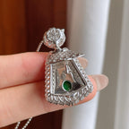 18k金镶冰种满绿翡翠无事牌（yc249165）