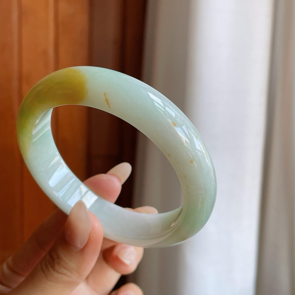糯冰黄翡翡翠平安镯（60.5mm）（yc242099）