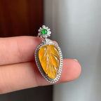 18k金镶冰种黄翡叶子（yc250558）