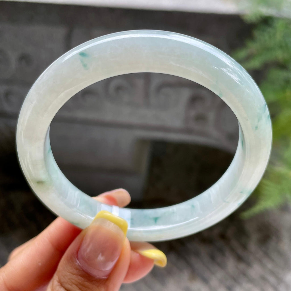 细糯种飘花正圈平安镯55.8圈        天然缅甸A货翡翠（yc389220）