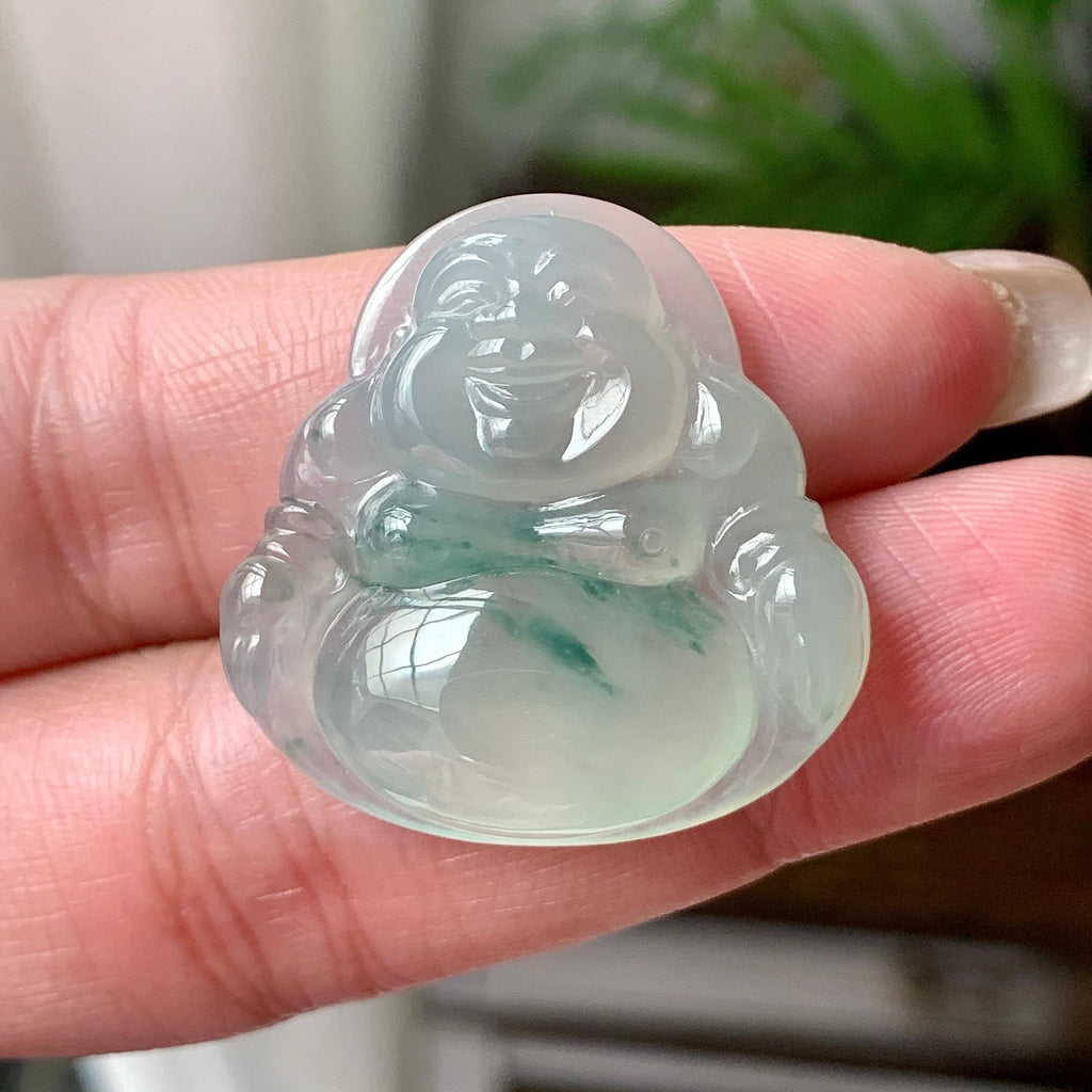 糯冰种飘花佛公吊坠  天然缅甸A货翡翠（yc430722）