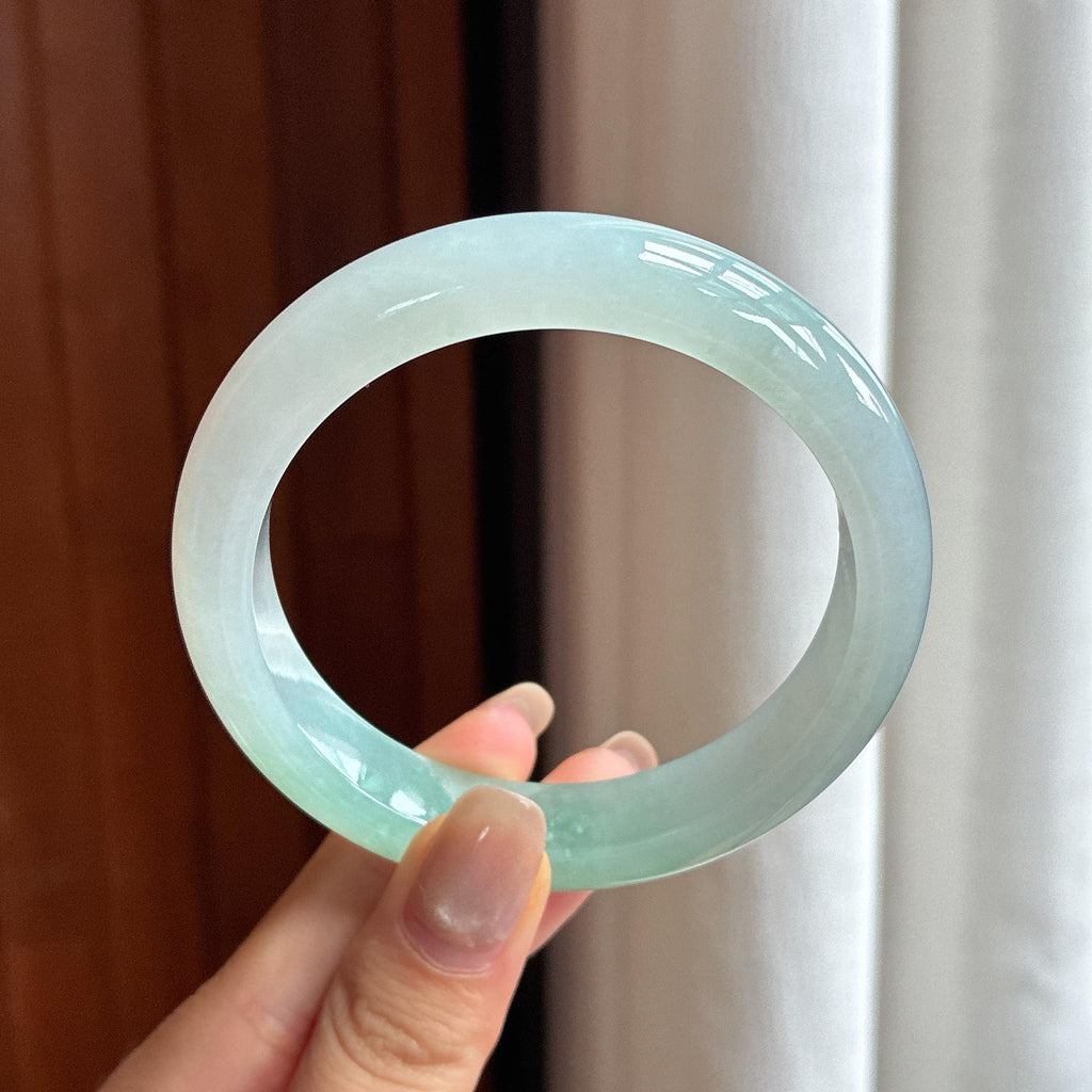 Vòng tay bình an vòng tròn đầy đặn màu sắc đá băng ngọc bích A Miến Điện tự nhiên 58 vòng (yc450379)