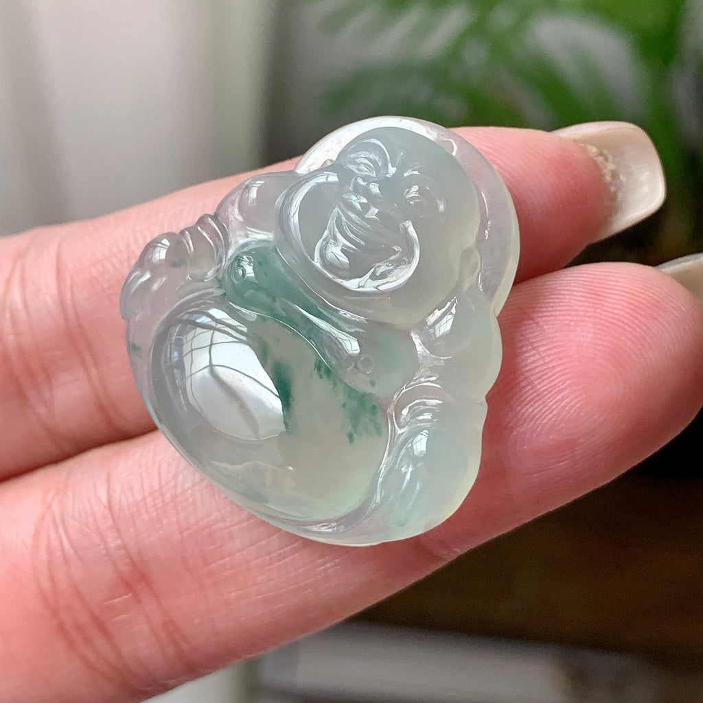 糯冰种飘花佛公吊坠  天然缅甸A货翡翠（yc430722）