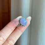 18k金钻镶糯冰种紫罗兰翡翠蛋面戒指（yc266567）