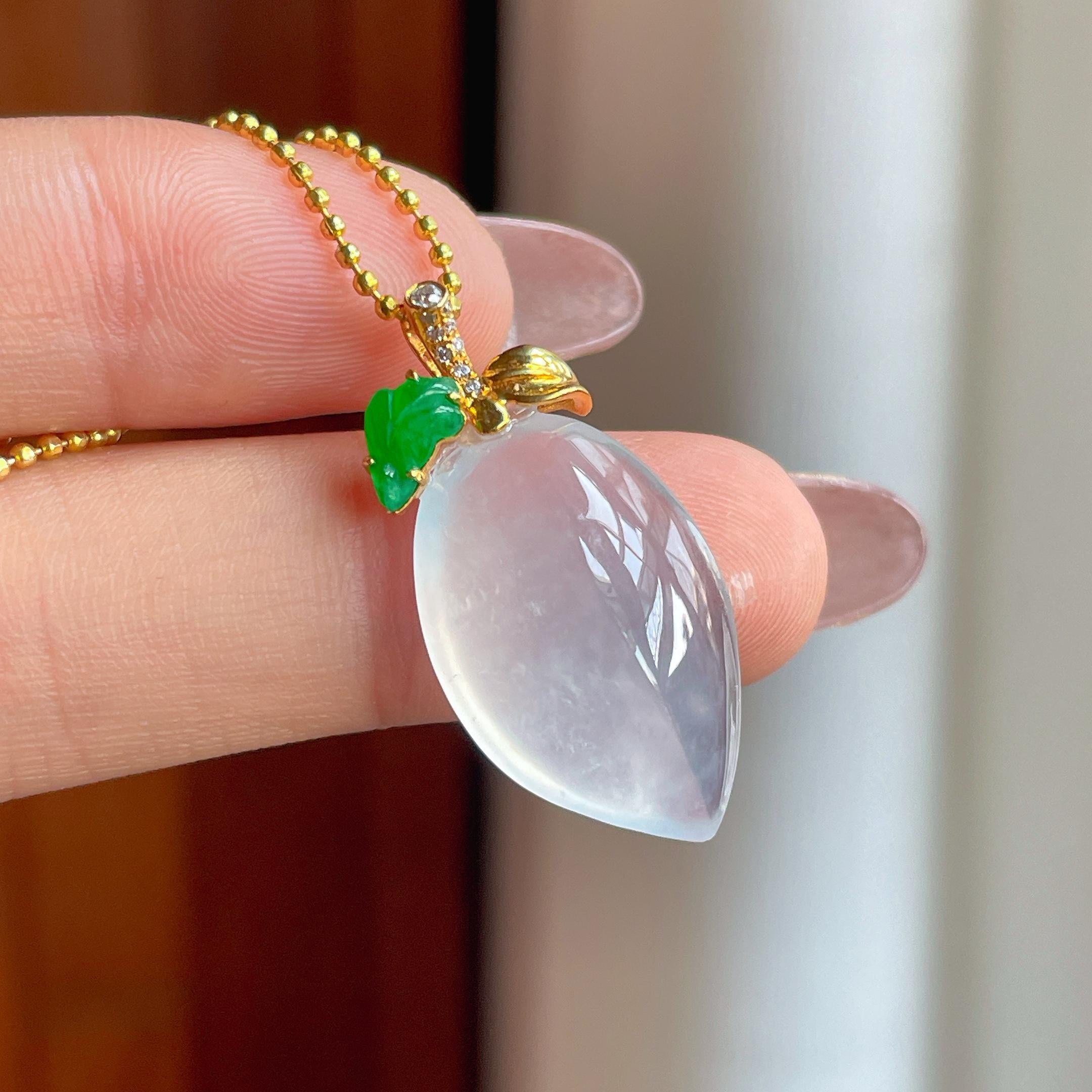 18k金扣冰种翡翠桃子（yc353525）