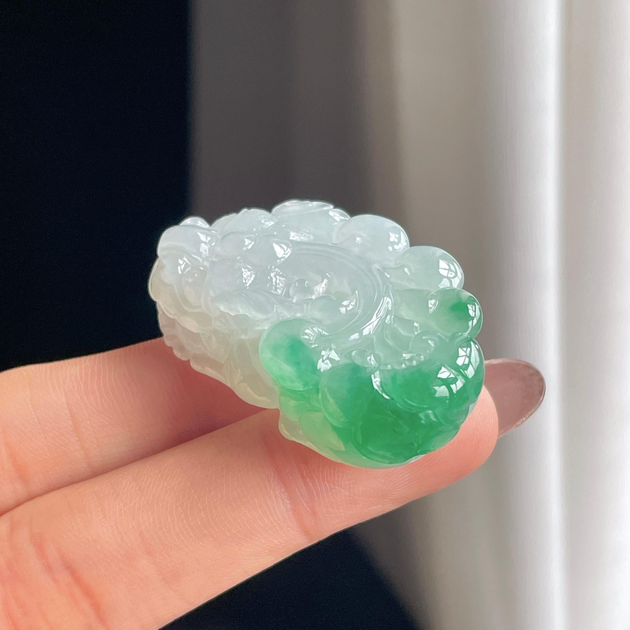 糯冰带色翡翠貔貅（yc356783）