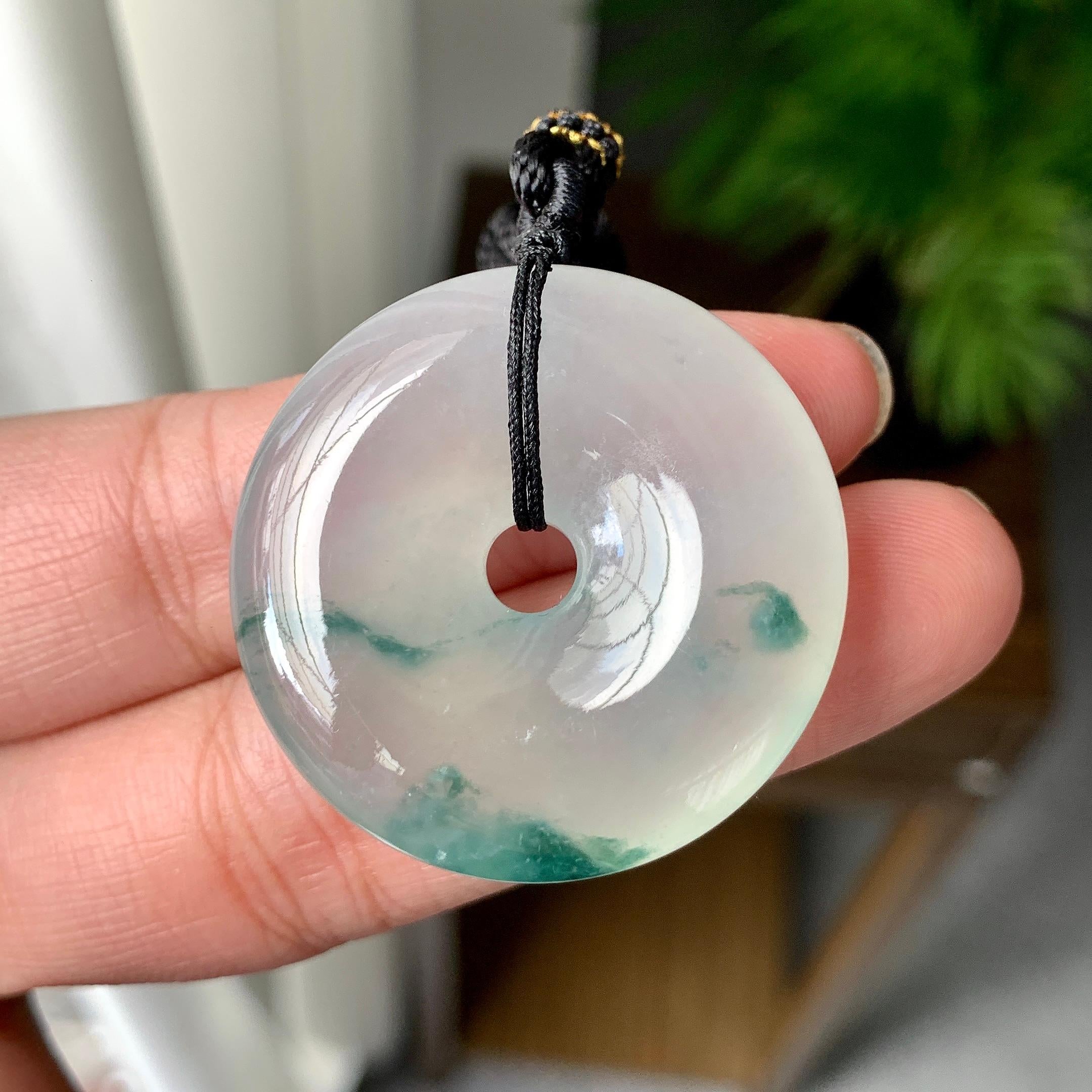 糯冰种飘花平安扣吊坠（yc264115）