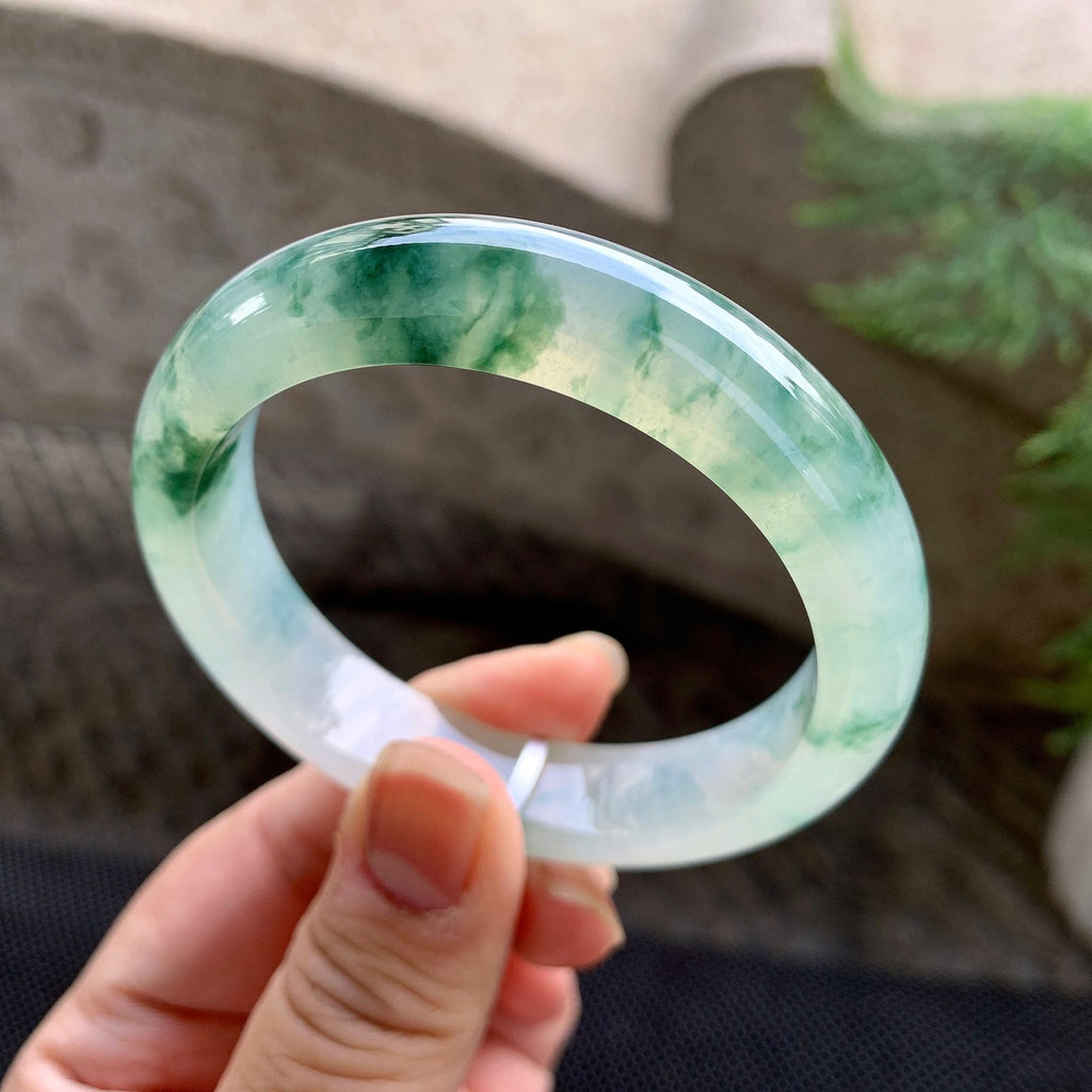 糯冰种飘花平安镯（54.8mm）（yc255595）