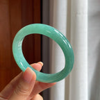 糯冰满圈蓝绿底翡翠平安镯（58mm）（yc407620）