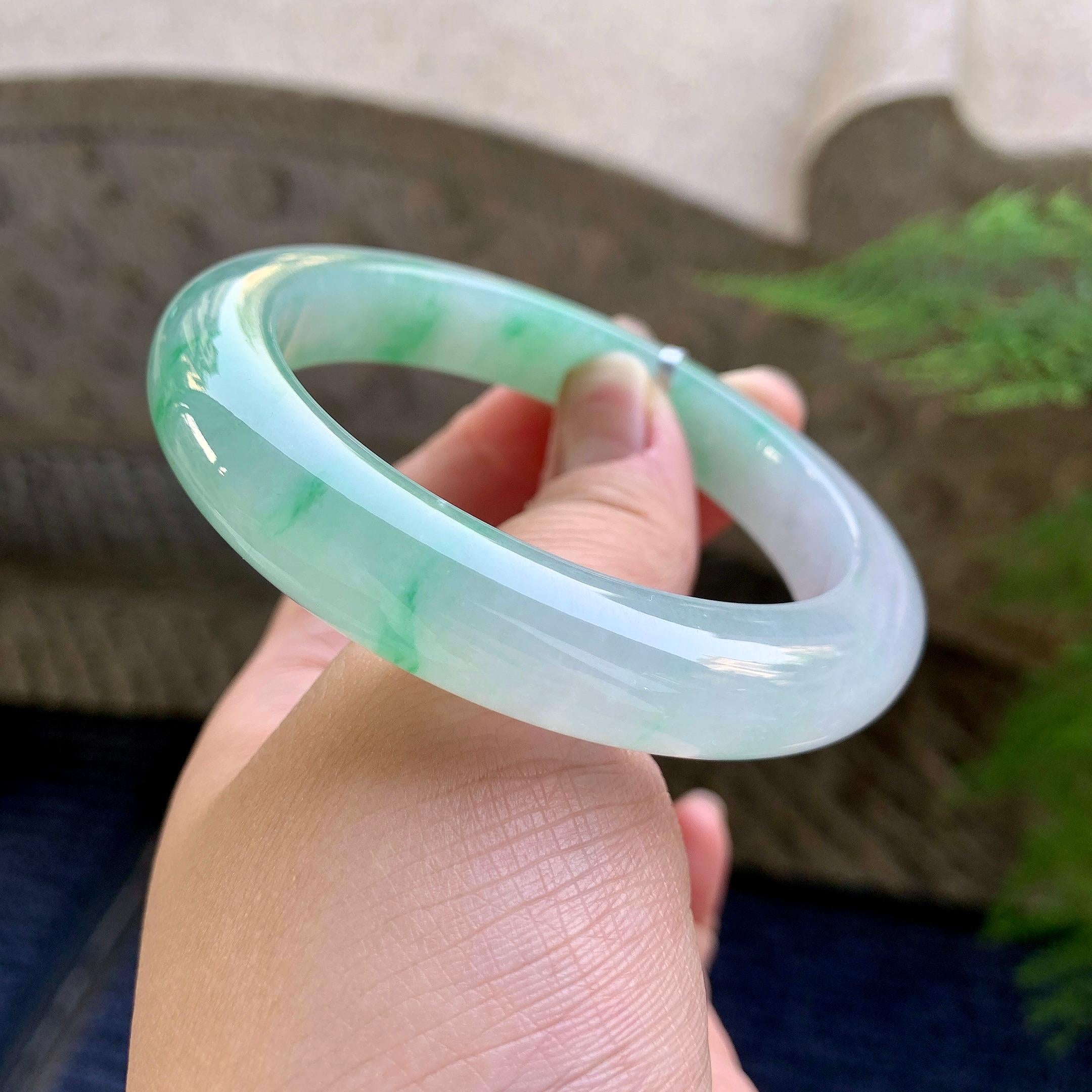 糯冰种飘花平安镯（57.2mm）（yc249468）