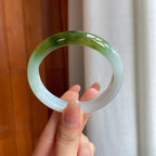 糯冰带色翡翠平安镯（53mm)（yc360247）