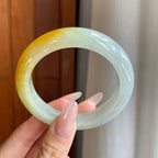 糯冰带黄翡翡翠平安镯（55mm）（yc278196）