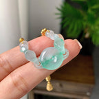 金包银镶冰种飘绿平安扣手链（yc220702）