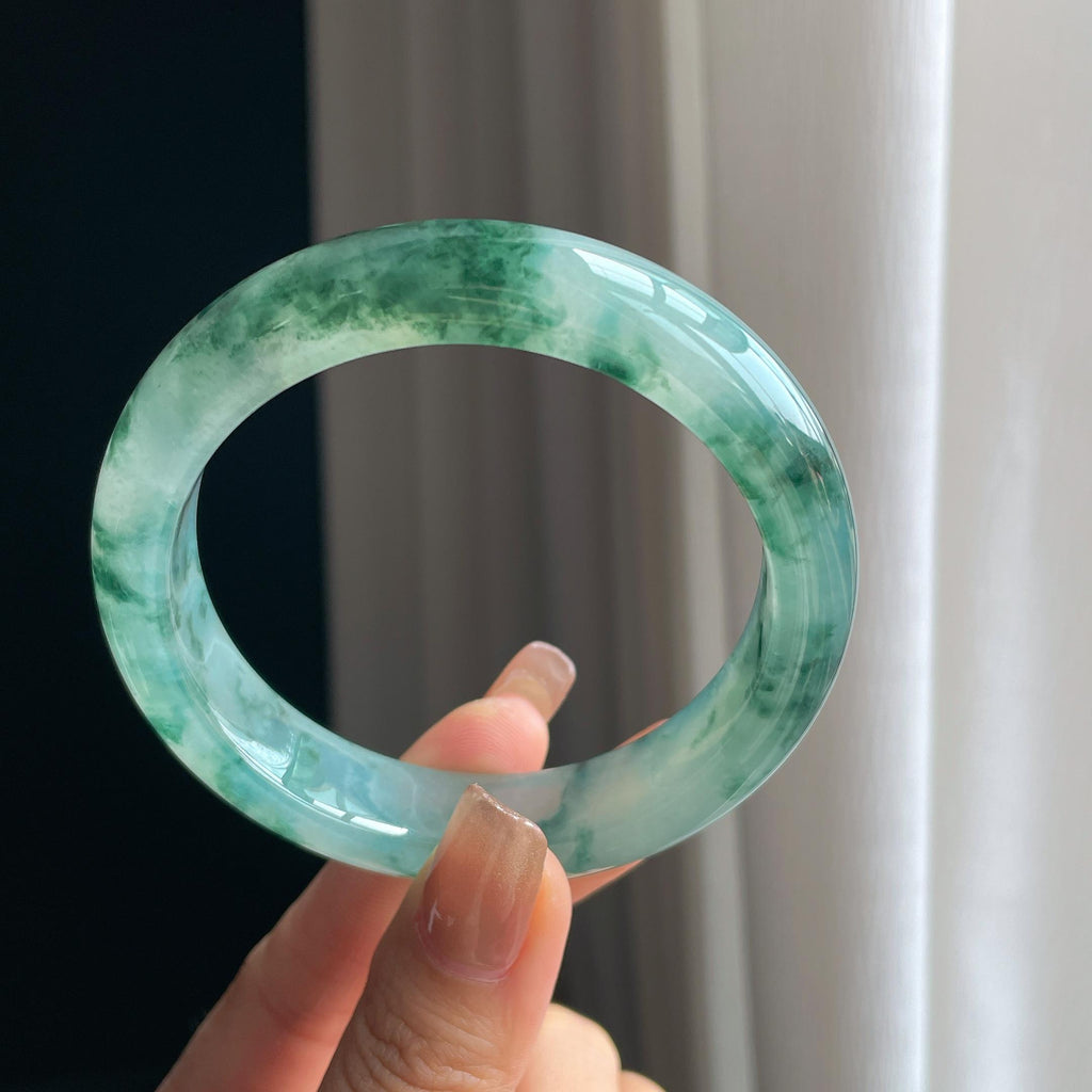 冰种飘花翡翠平安镯（58.8mm）（yc376906）