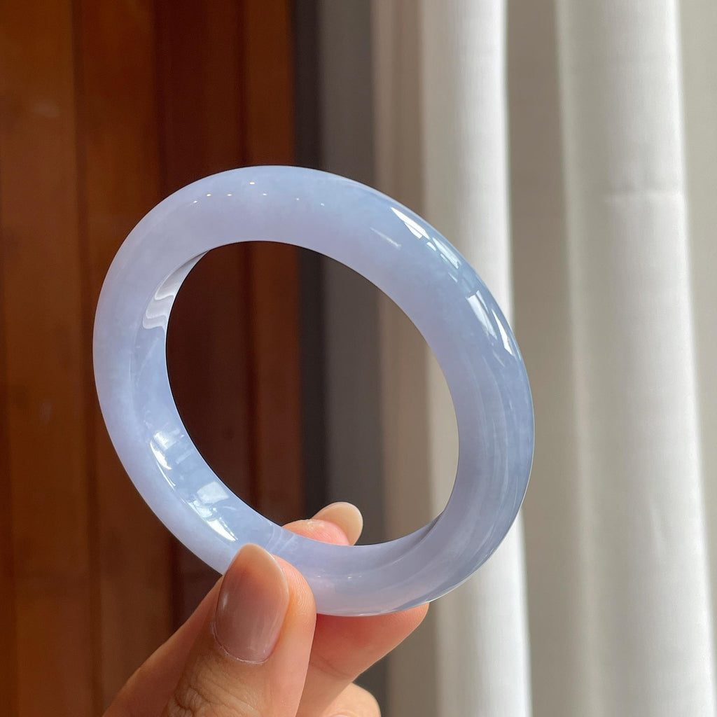 糯冰种紫罗兰翡翠平安镯(53mm)（yc414554）