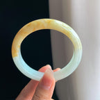 糯冰黄翡翡翠平安镯（58.5mm)（yc334677）