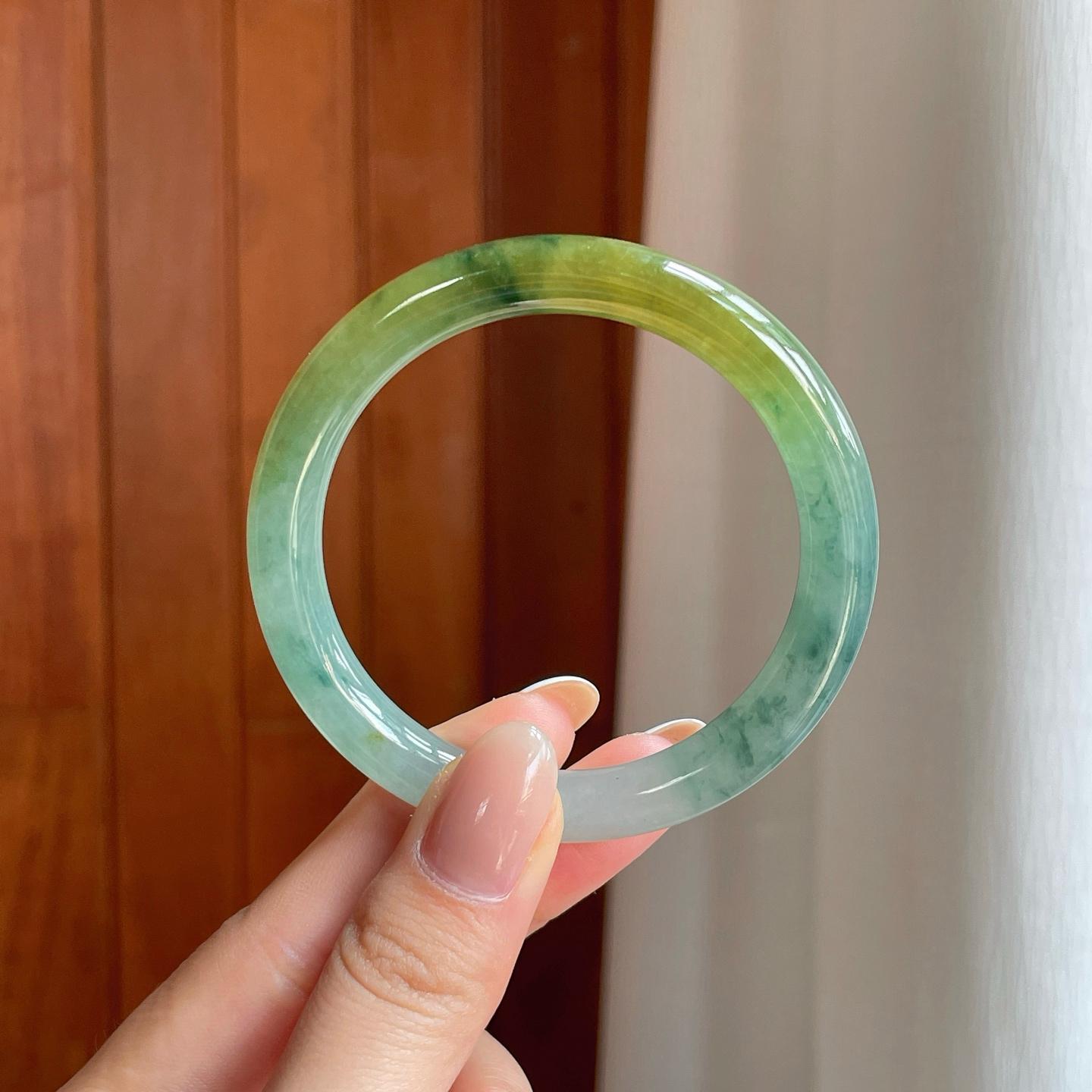 冰种黄翡飘花特色镯（51.6mm）（yc374100）