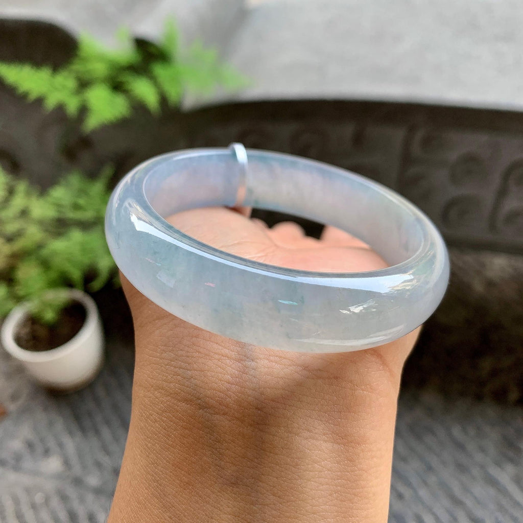 糯冰种飘花宽版轮胎手镯（57.2mm）（yc246619）