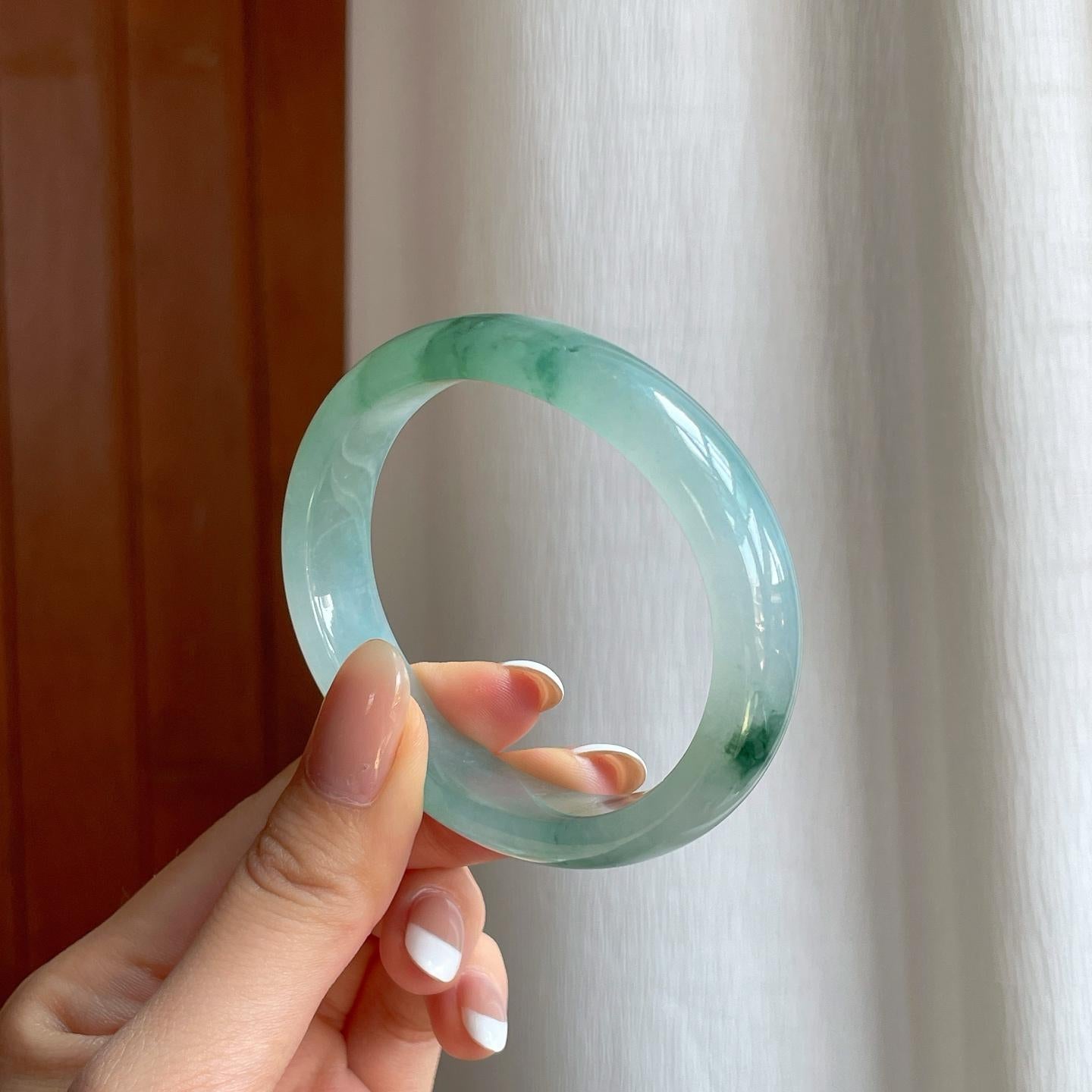 冰种飘花翡翠贵妃镯（56.4mm)（yc377079）