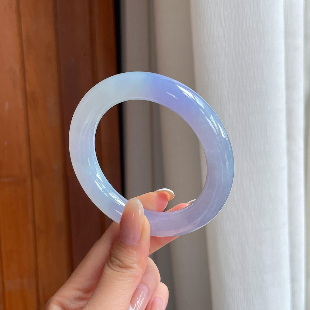 冰种紫罗兰翡翠圆条手镯（56mm)（yc399308）