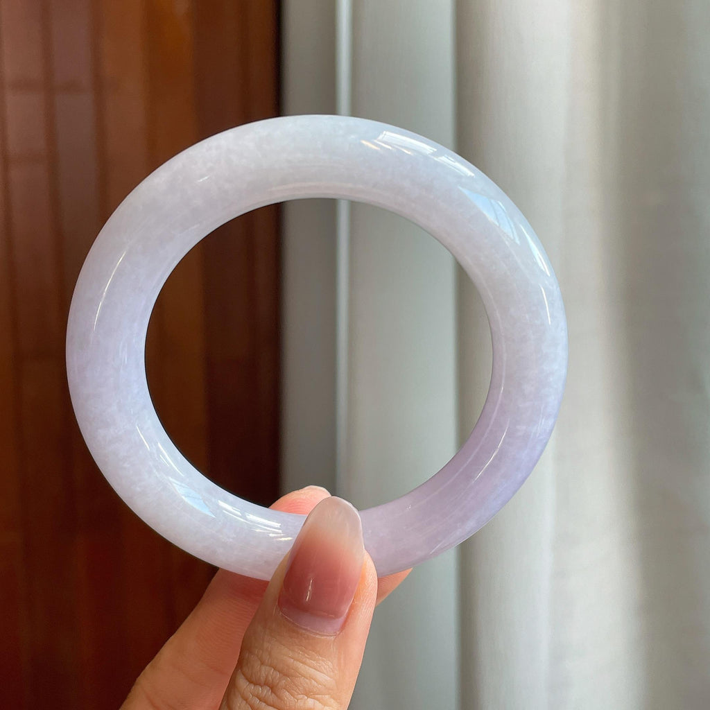 糯冰淡紫罗兰翡翠圆条手镯(56.2mm)（yc316599）