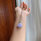 18k金镶糯冰紫罗兰翡翠佛公（yc250566）