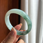糯冰飘花正圈平安镯 56圈 天然缅甸A货翡翠（yc454482）