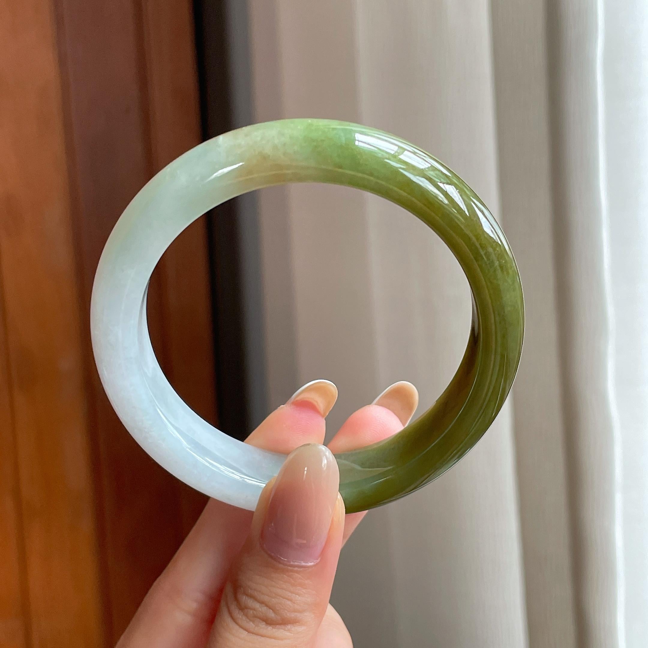 糯冰半山半水翡翠平安镯（57mm)（yc415554）