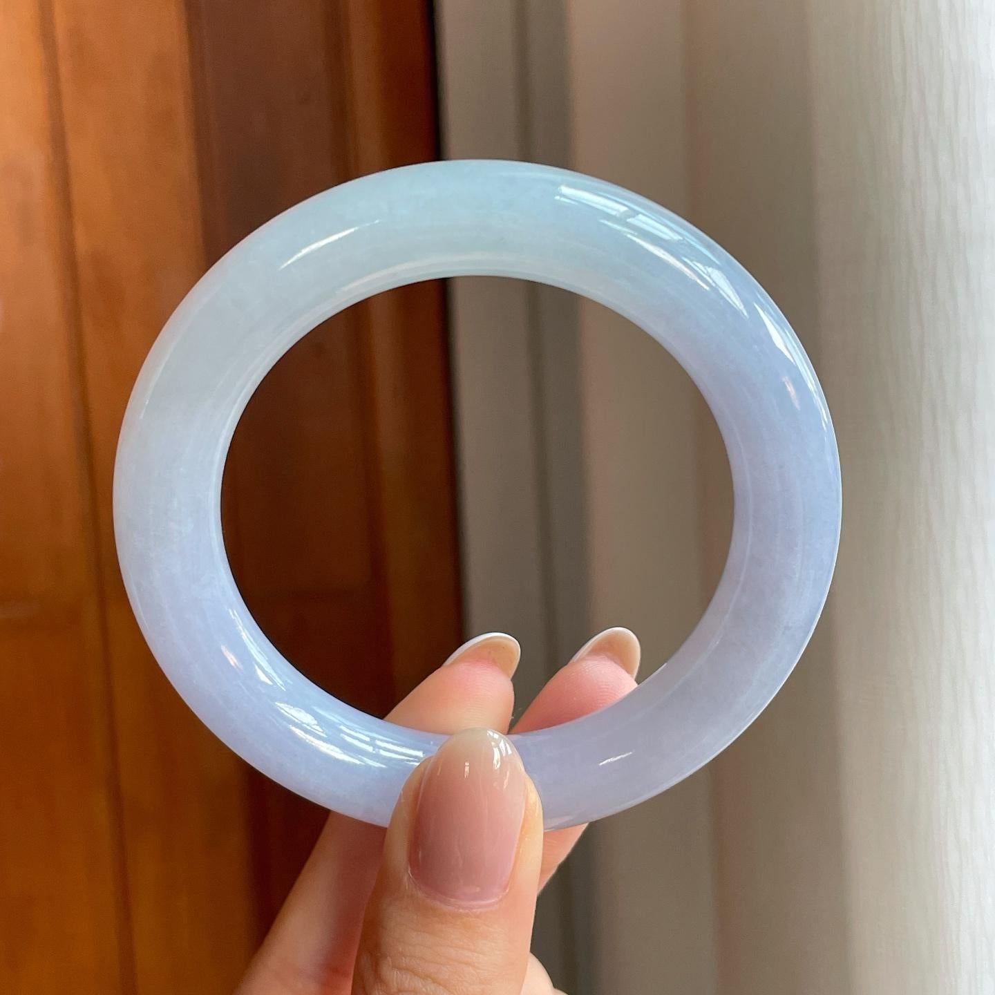 糯冰紫罗兰翡翠圆条手镯（54mm)（yc366098）