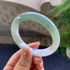 细糯种油青半山水正圈平安镯 55圈口 天然缅甸A货翡翠（yc347583）