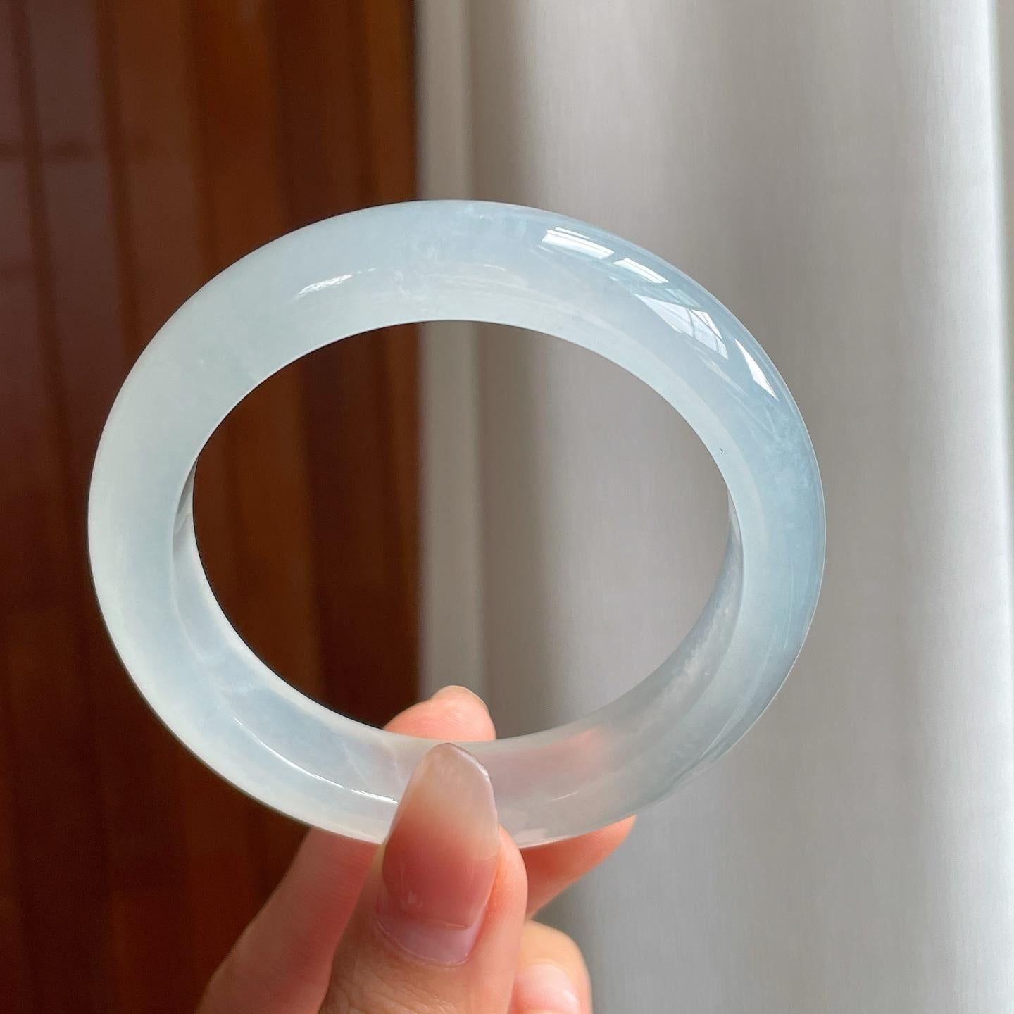 冰玻种翡翠平安镯（55.5mm）（yc344055）