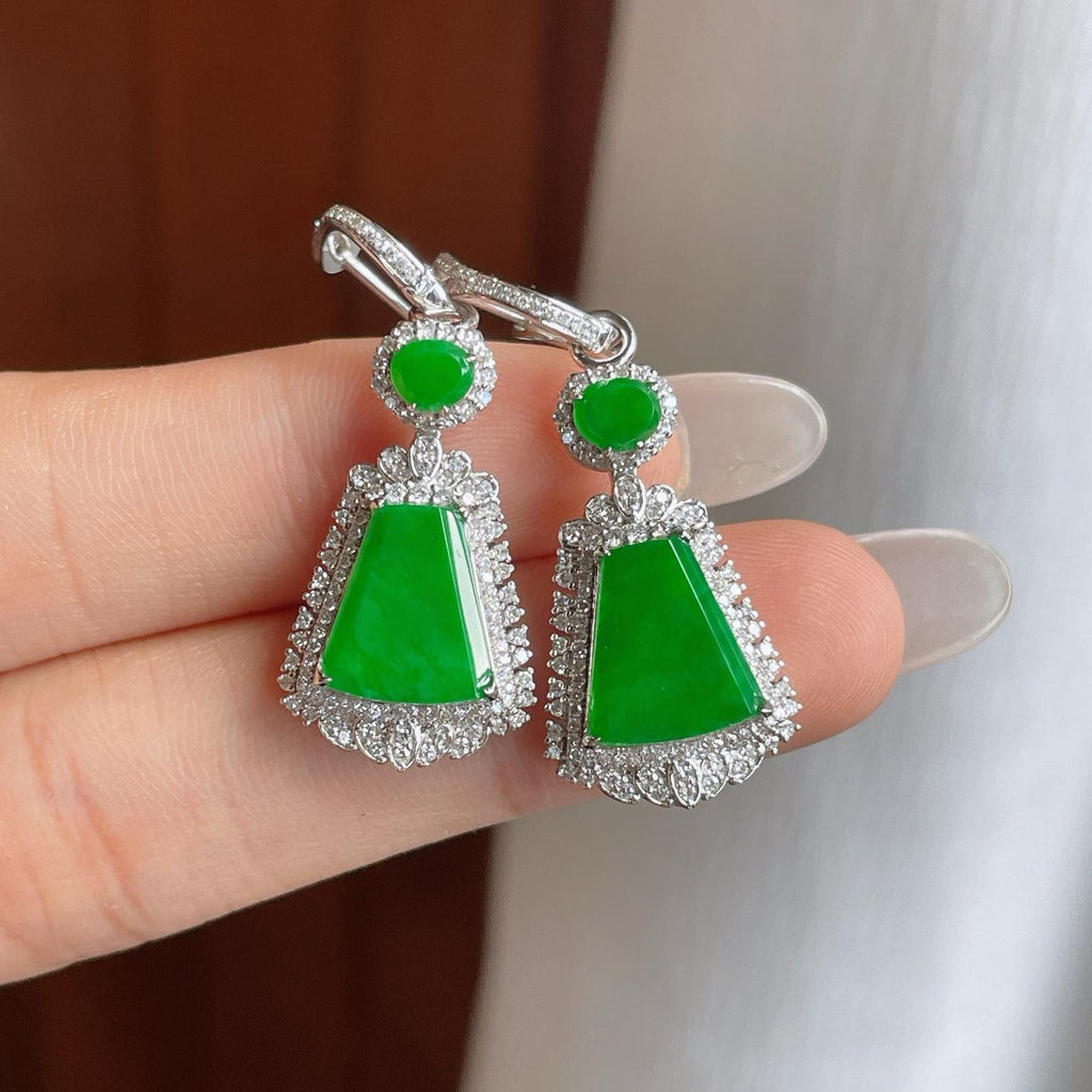 18k金钻镶糯冰带色翡翠如意（yc261417）