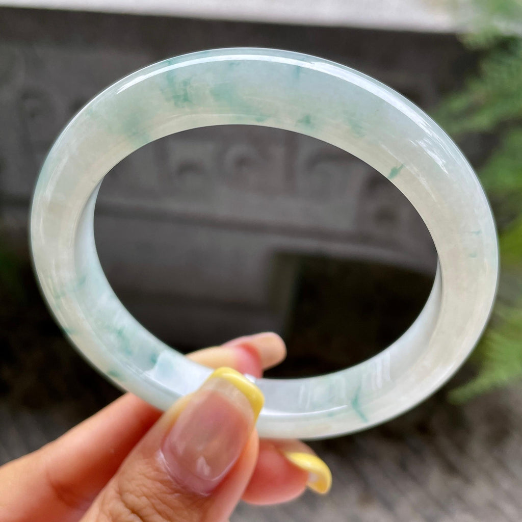细糯种飘花正圈平安镯55.8圈        天然缅甸A货翡翠（yc389220）