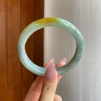 细糯冰飘花翡翠特色平安镯（64mm）（yc286506）
