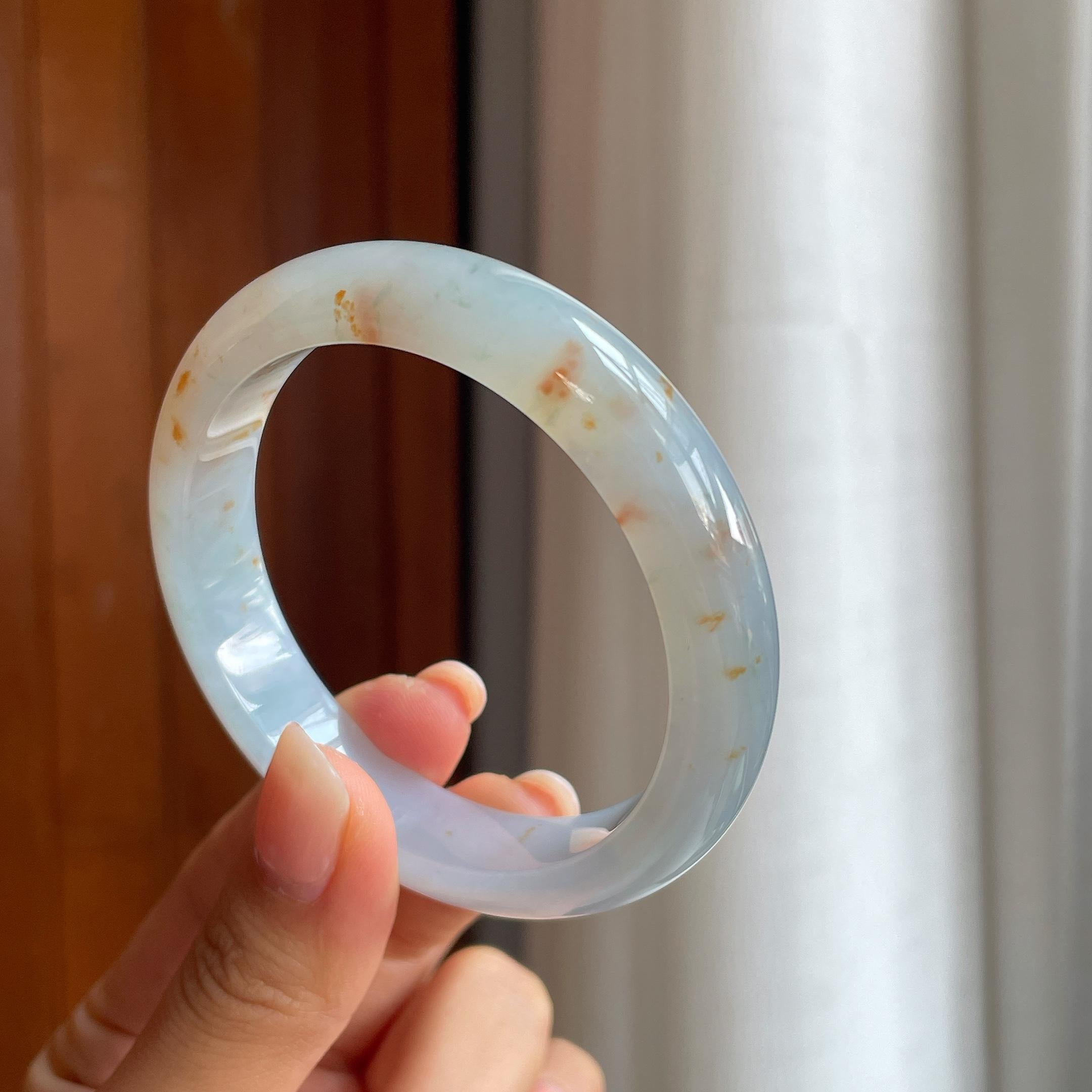 糯冰特色黄翡翡翠平安镯(56.5mm)（yc400240）