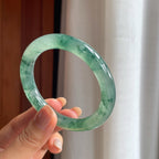 冰种飘花翡翠圆条手镯（55.5mm）（yc412137）