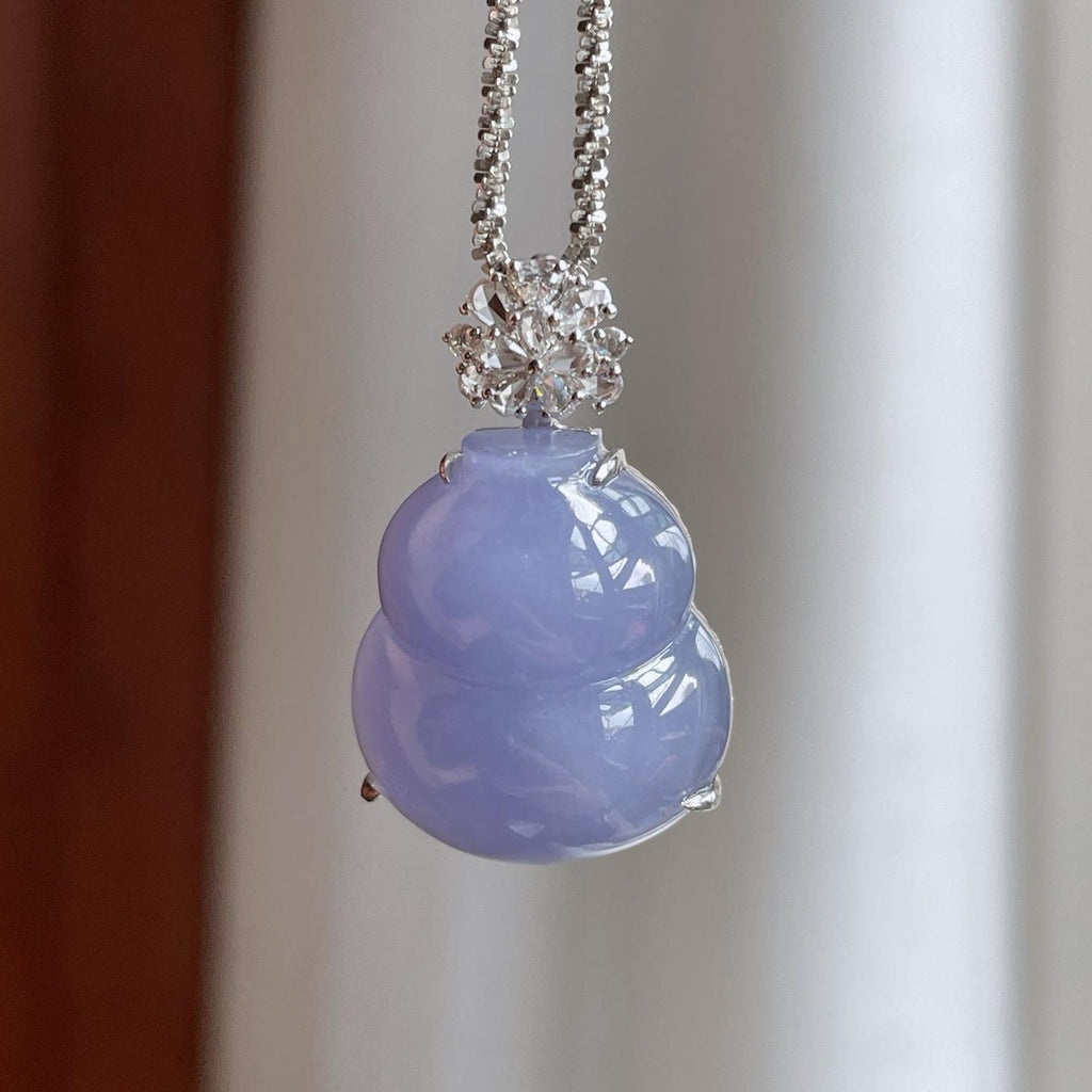 18k金镶糯冰紫罗兰翡翠葫芦（yc240379）