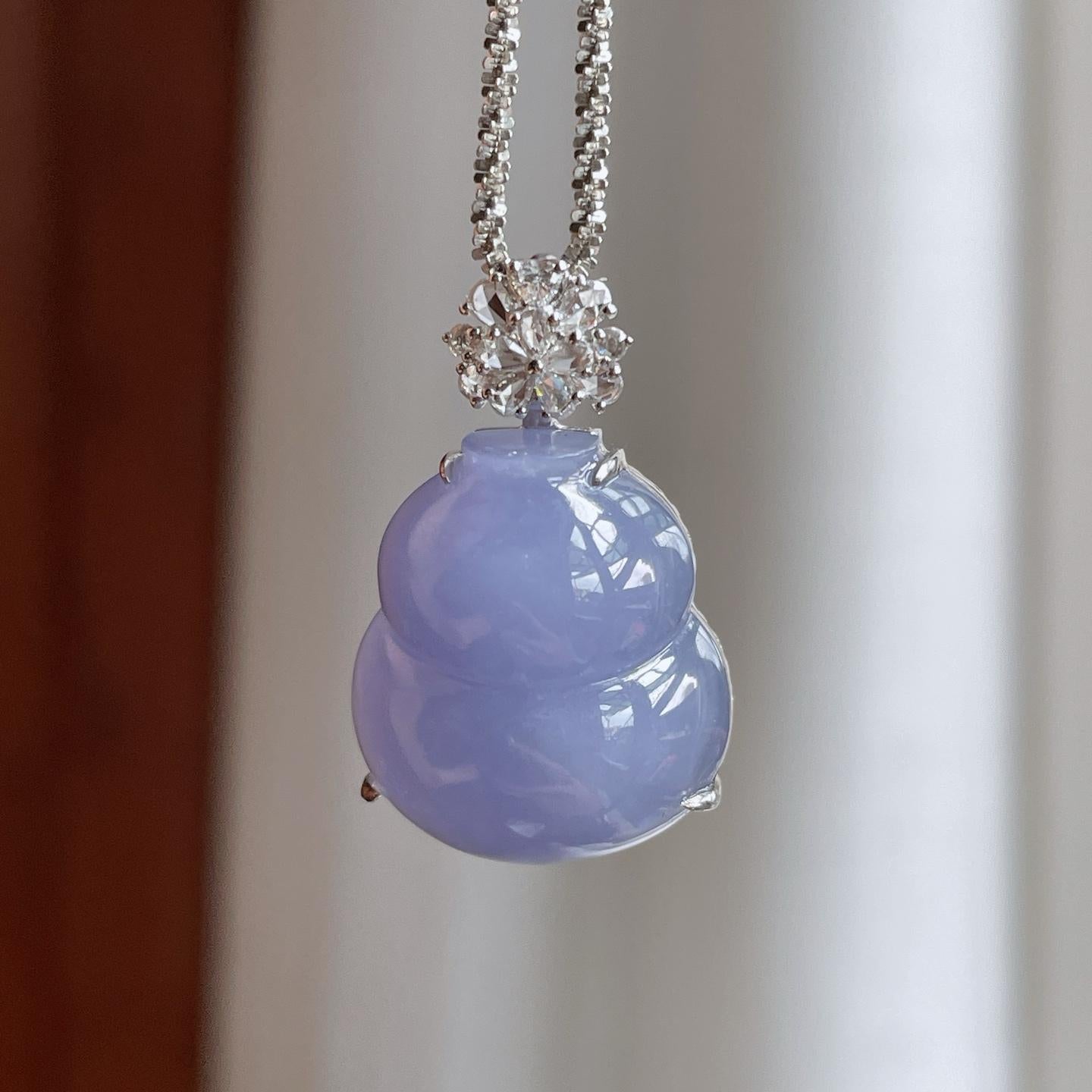 18k金镶糯冰紫罗兰翡翠葫芦（yc240379）