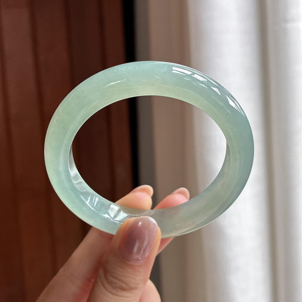 冰种晴底正圈平安镯 53圈 天然缅甸A货翡翠（yc495934）