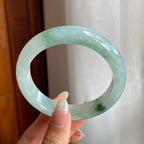 糯冰种飘花翡翠平安镯（58mm）（yc216833）